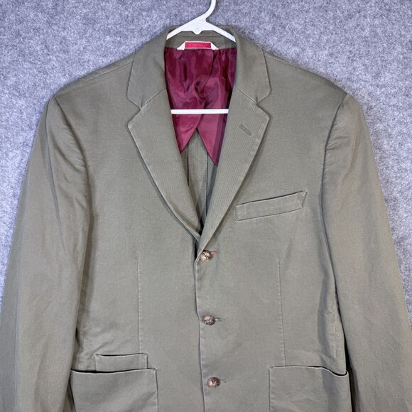 Brooks Brothers Red Fleeced Mens Cotton Suit Jacket Made In Egypt Green Size 40R - Picture 1 of 15